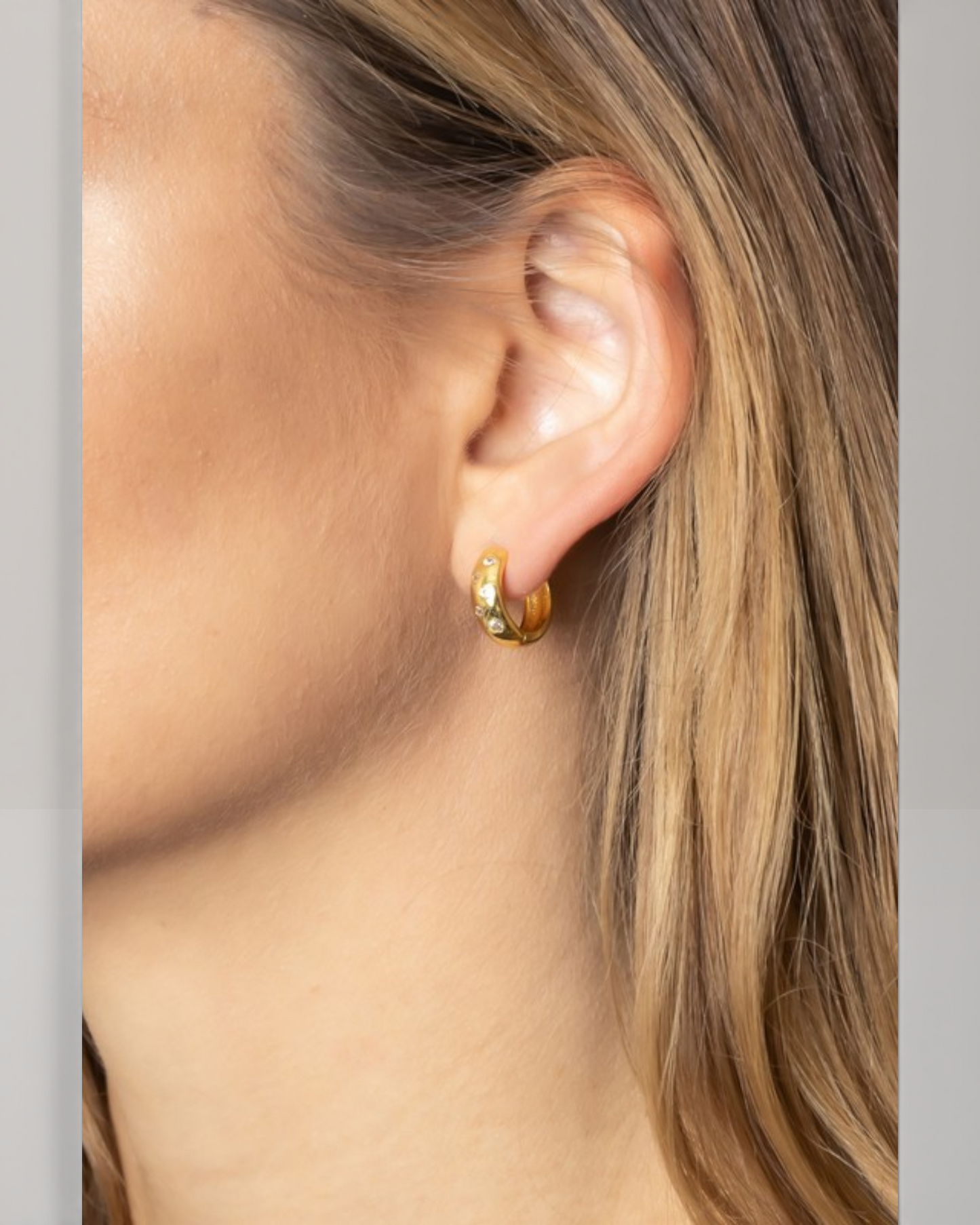 Paved Hoop Earrings Brass