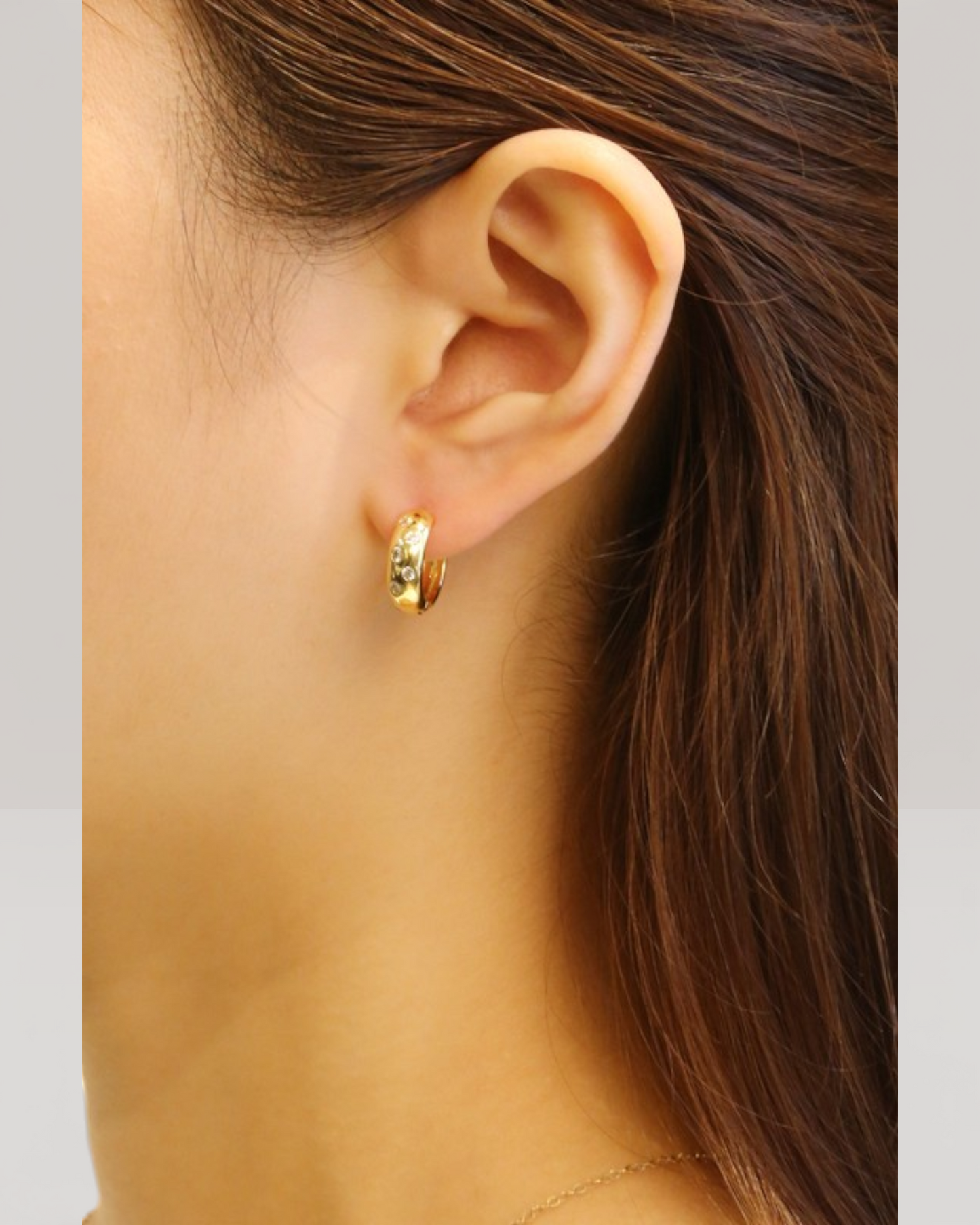 Paved Hoop Earrings Brass
