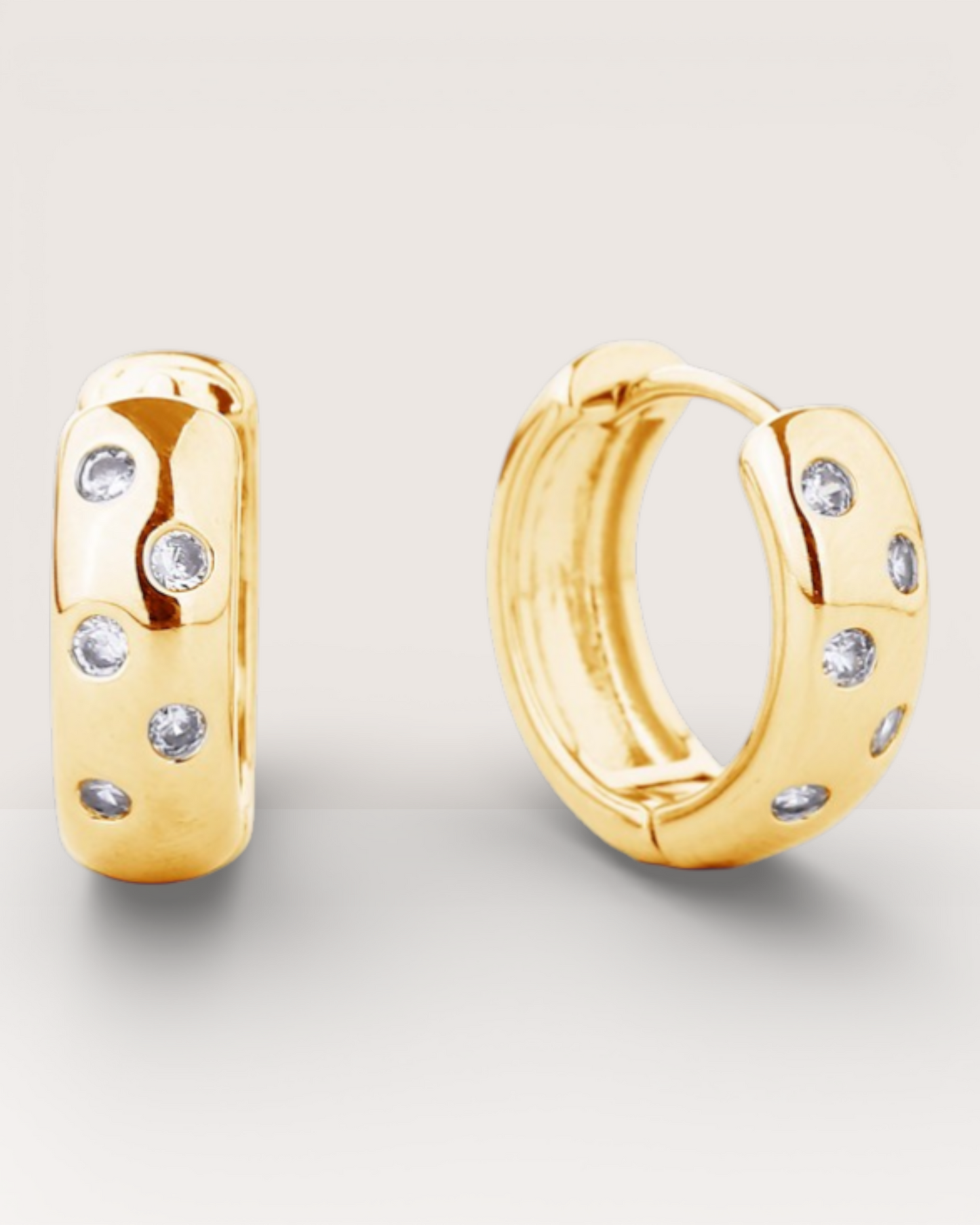 Paved Hoop Earrings Brass