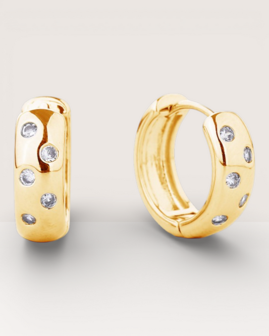 Paved Hoop Earrings Brass