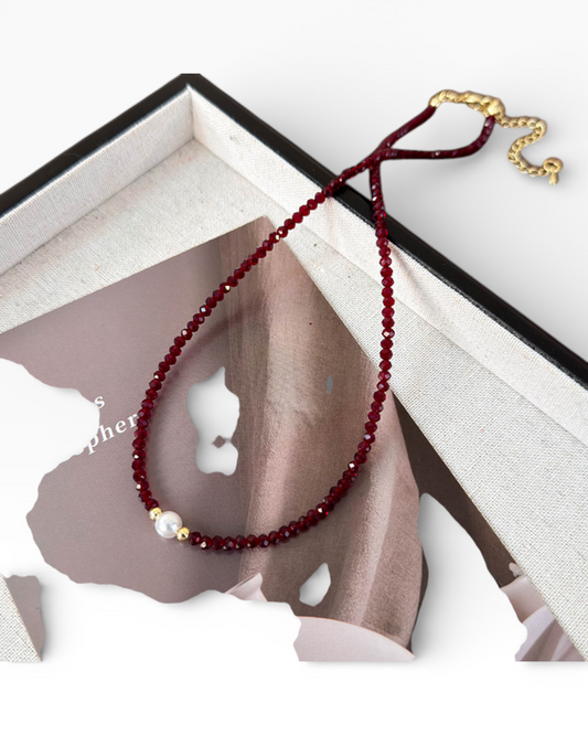 Collar Geométrico Vidrio (Burgandy)