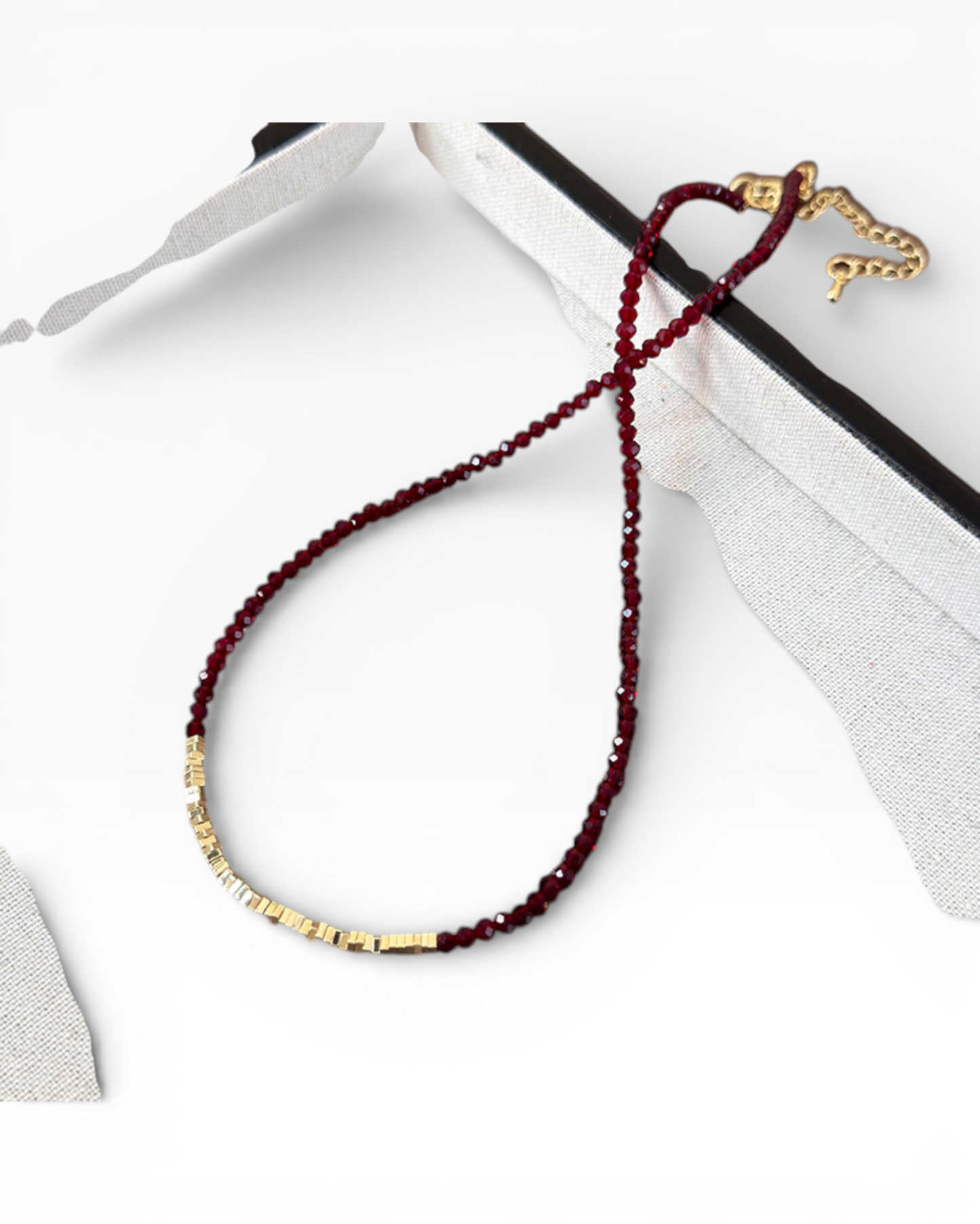 Collar Geométrico Vidrio (Burgandy)